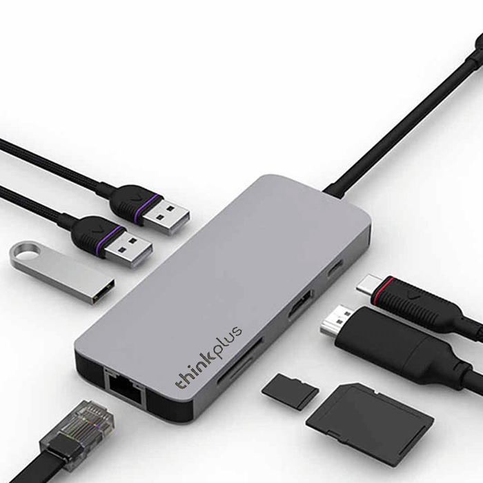 مبدل 8 پورت برند Lenovo Thinkplus مدل LC08 — تصویر ۲