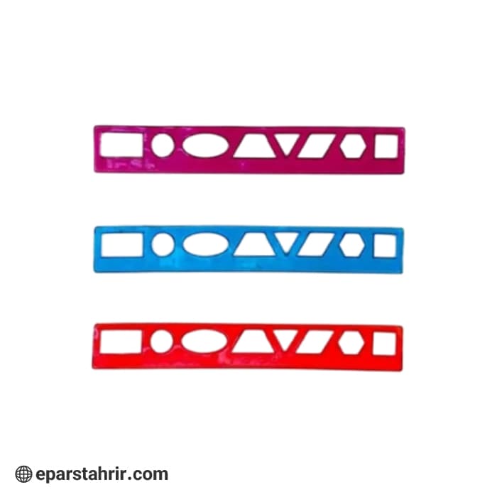 خط کش صریر 20 سانت ژله ای شابلون دار (بسته 12 عددی) — تصویر ۲