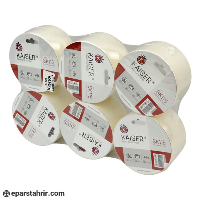 چسب کاغذی کایزر (sk115) 5 سانت 16 یارد (بسته 6 عددی) — تصویر ۲