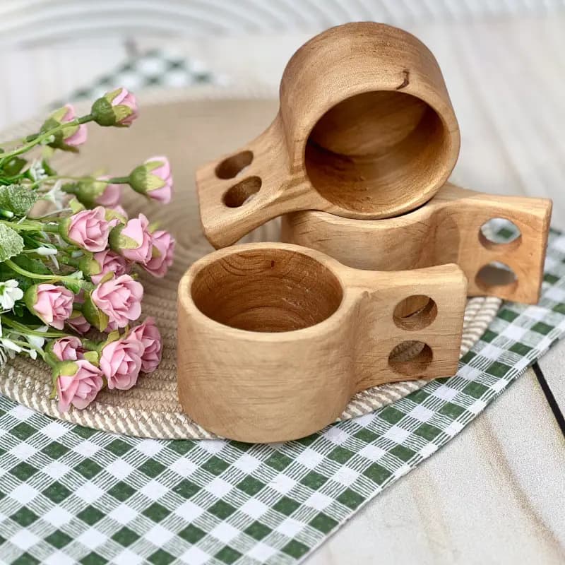 لیوان دسته دار چوبی