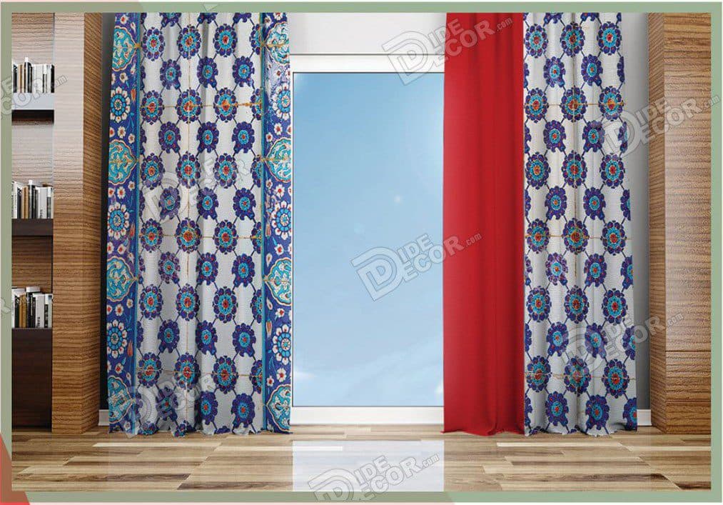 پرده پانچ مخمل چاپی طرح و مدل کلاسیک کد P-22