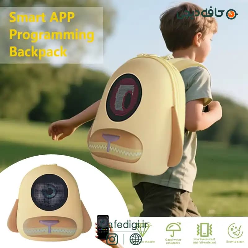 کوله پشتی هوشمند طرح سگ Golden Retriever Backpack LED — تصویر ۸