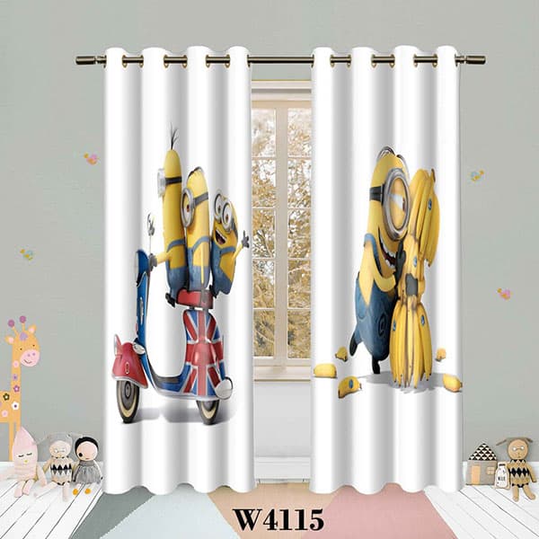 پرده کودک طرح مینیون و موز کد W4115
