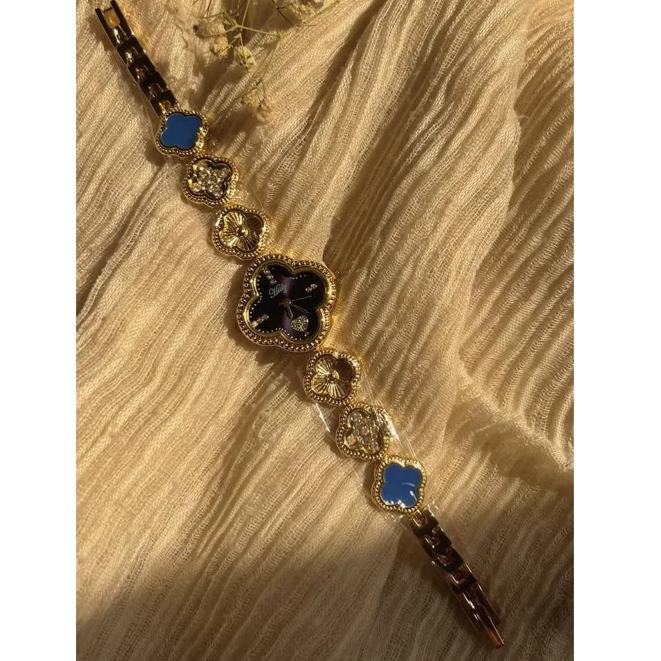 ساعت مچی زنانه مدل ونکلیف Vancleef نگین کاری شده در تنوع رنگ آبکاری نقره ضد حساسیت رنگ ثابت کد zsm — تصویر ۶