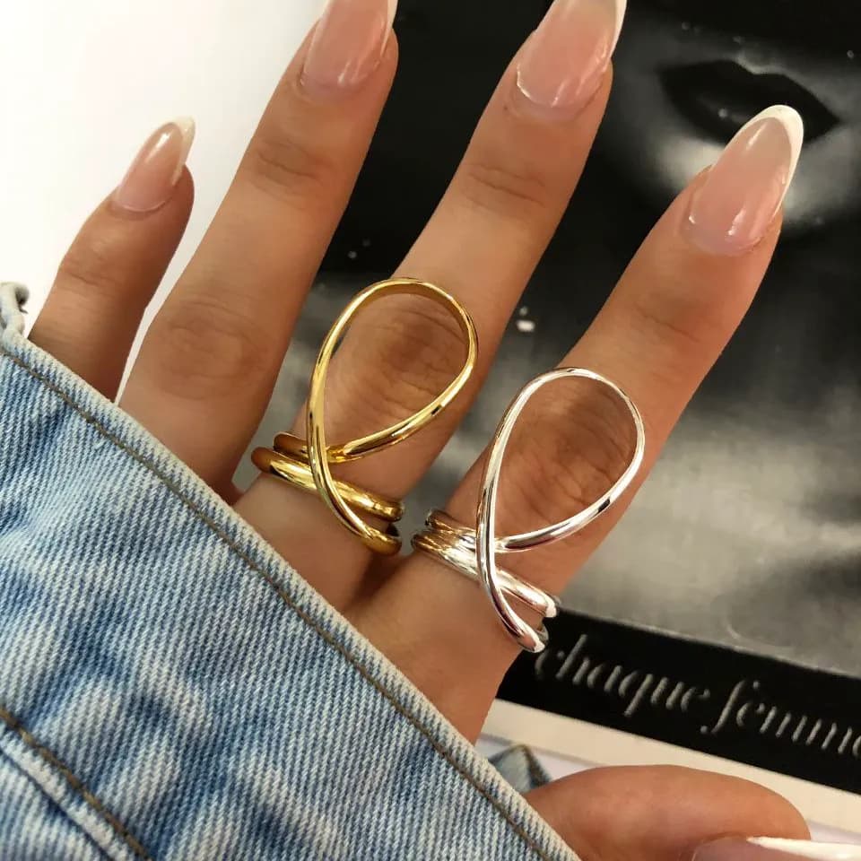 انگشتر زنانه پرطرفدار طرح بادکنکی رنگ طلایی و نقره ای آبکاری نقره رنگ ثابت فری سایز Freesize کد zsm