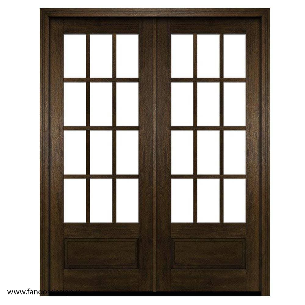 درب دولنگه شیشه‌خور دو رنگ برای اتاق نشیمن کد 4078