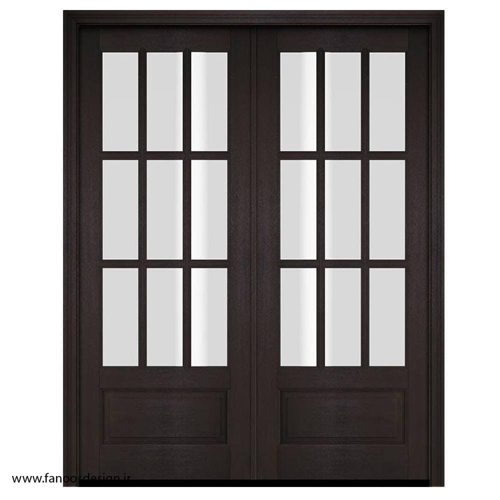 درب چوبی شیشه ای دو لنگه کد 4083