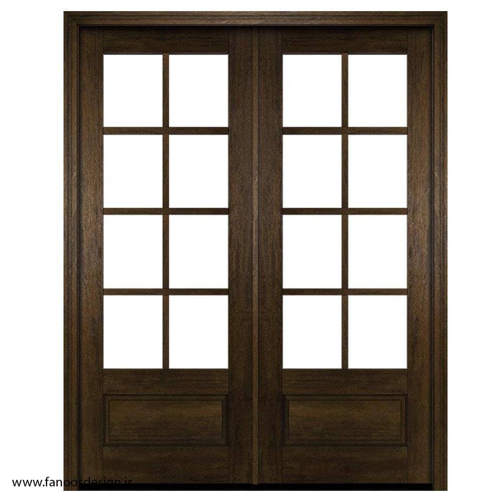 درب دولنگه چوبی با قاب باریک و طراحی ساده کد 4084