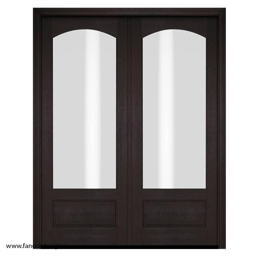 درب دولنگه شیشه‌خور مات با قاب مشکی برای اتاق کد 40100