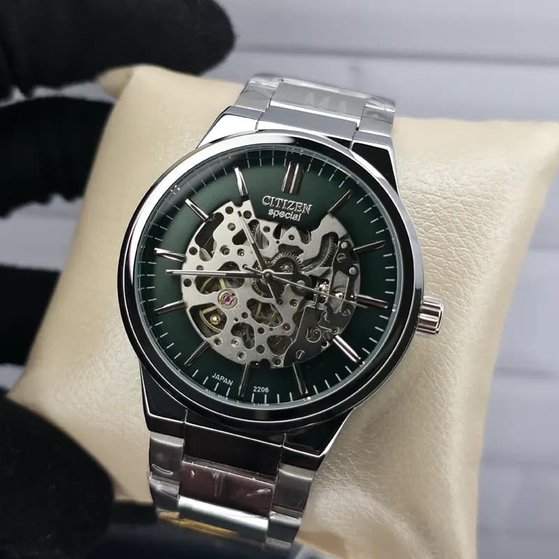ساعت مچی اتومات عقربه ای مردانه سیتیزن اسپشیال نقره ای سبز مدل 2206G — تصویر ۶