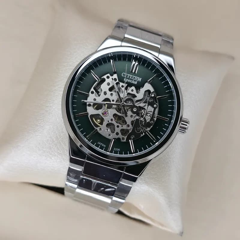 ساعت مچی اتومات عقربه ای مردانه سیتیزن اسپشیال نقره ای سبز مدل 2206G — تصویر ۸
