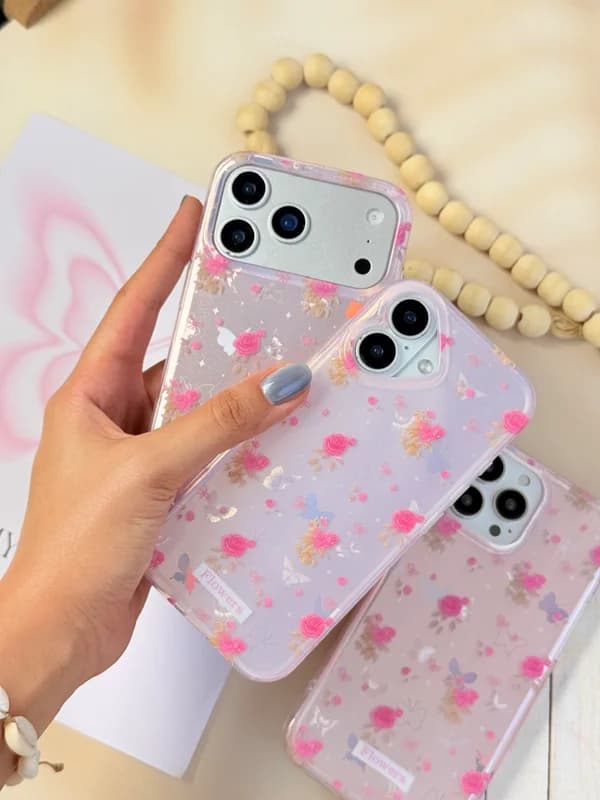قاب طرح بوکت رز و پروانه گوشی آیفون 12 پرومکس — تصویر ۶