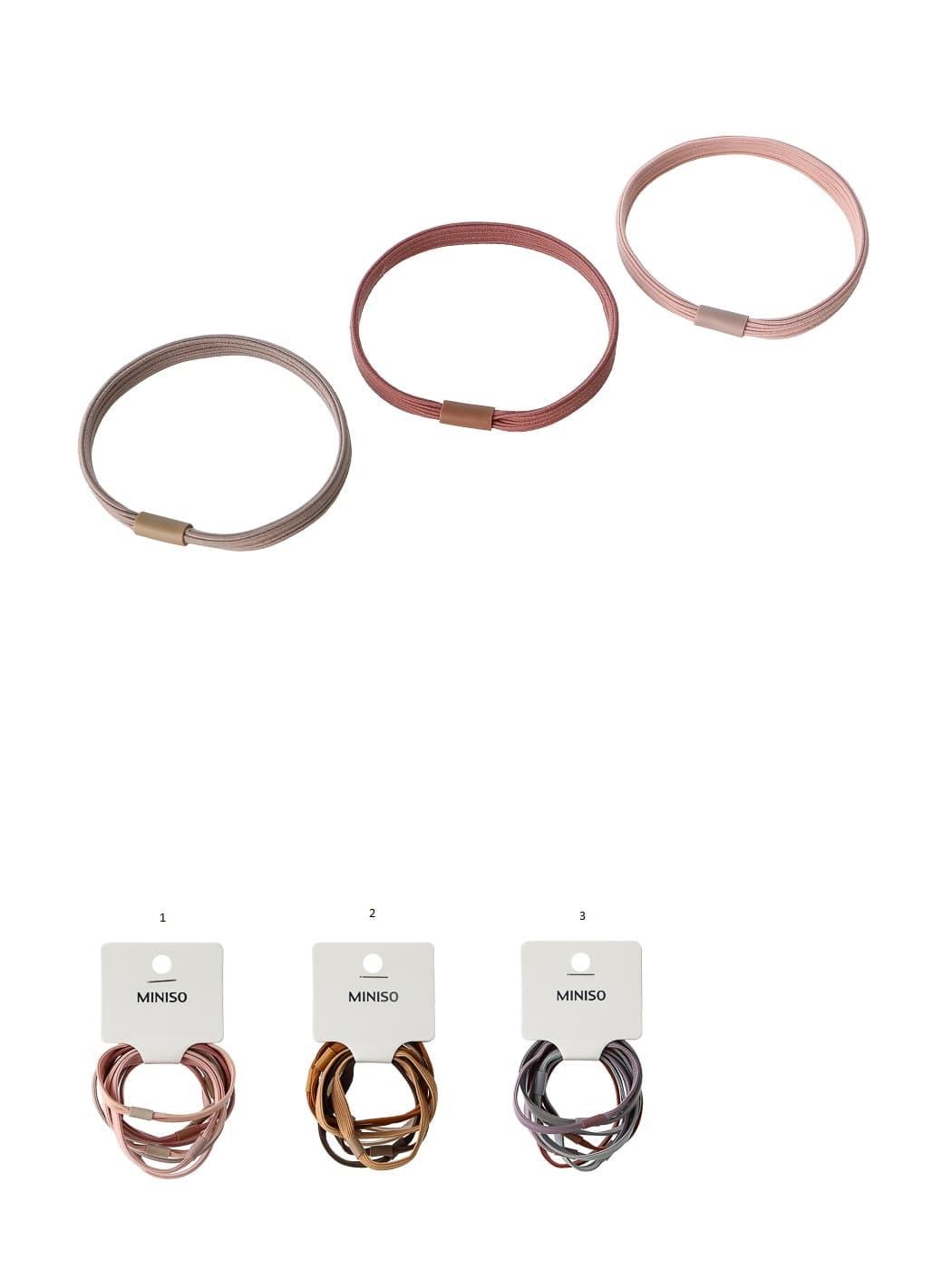 کش مو مینیسو، Colored Rubber Band with Wide، تخت و پهن، 8 عددی