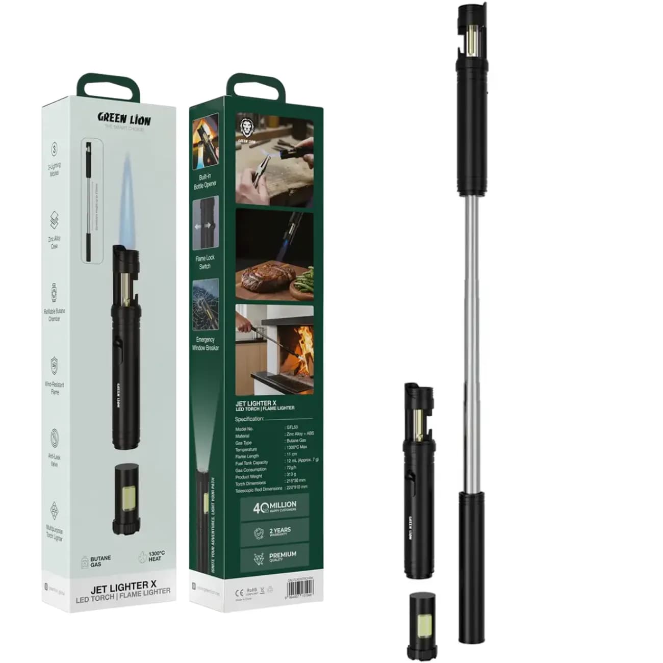 فندک اتمی گرین لاین Green Lion مدل Jet Lighter X GNJTLXGSTRCHBK — تصویر ۵