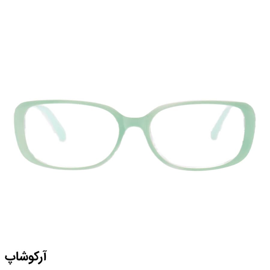 عینک مطالعه نزدیک بین نمره +1.25 با فریم رنگ سبز و دسته فنر (بهمراه قاب و دستمال) مدل D7013 — تصویر ۲