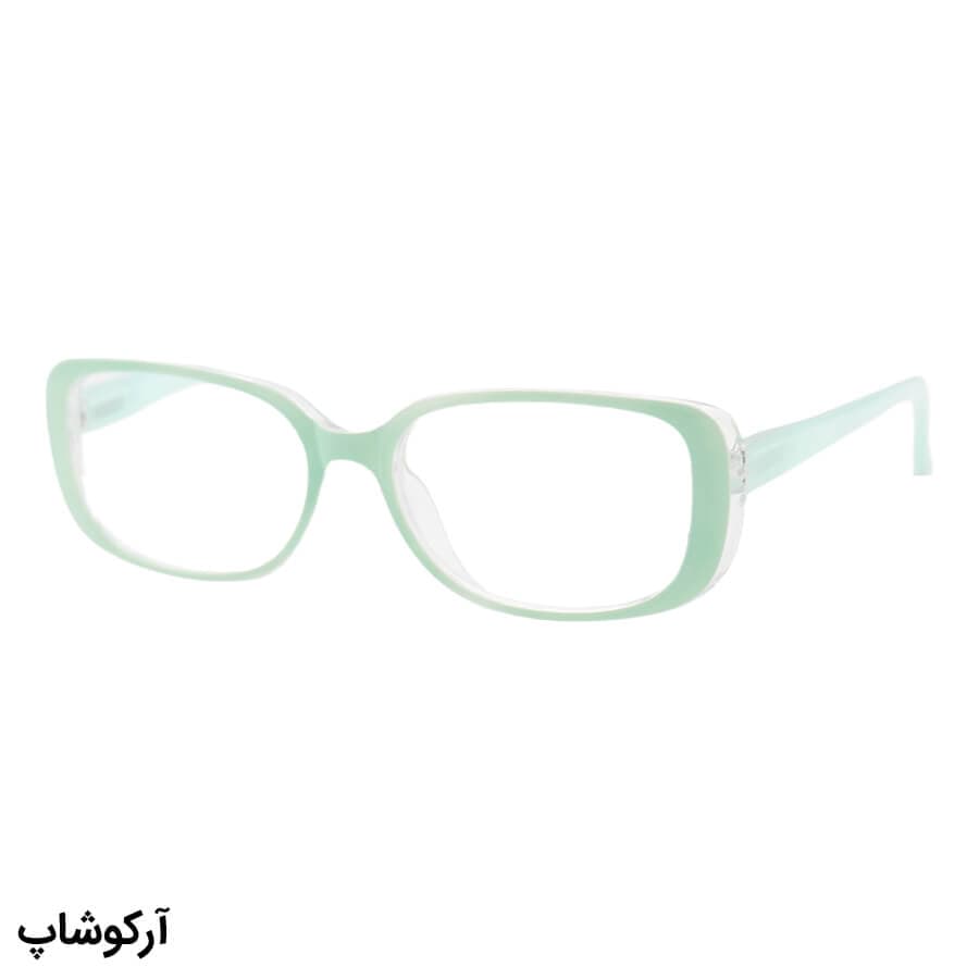 عینک مطالعه نزدیک بین نمره +1.25 با فریم رنگ سبز و دسته فنر (بهمراه قاب و دستمال) مدل D7013