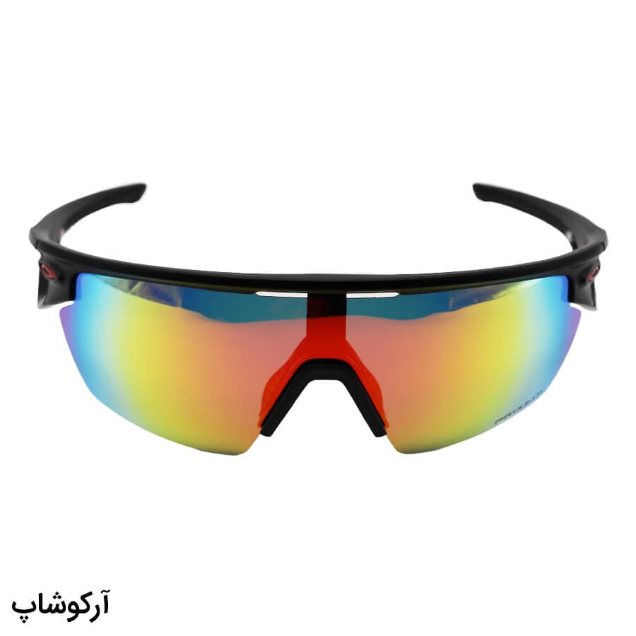 عینک ورزشی اوکلی با فریم مشکی مات، از جنس کائوچو و لنز آینهای و چند رنگ مدل OO9403-0336 — تصویر ۳