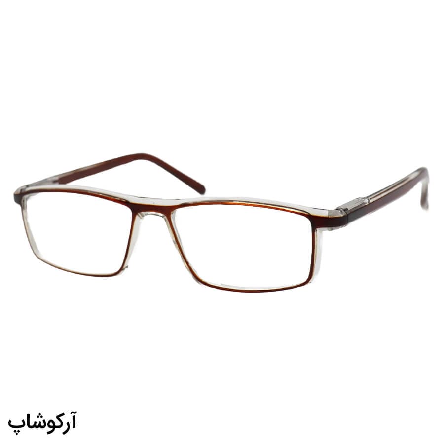 عینک مطالعه نزدیک بین نمره +2.00 با فریم مستطیلی، رنگ قهوه‌ای، لنز بلوکات و لولا فنردار مدل 69371 — تصویر ۴