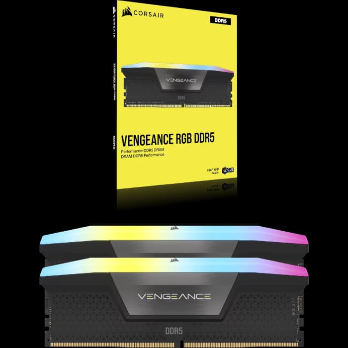 رم کامپیوتر کورسیر دو کاناله مدل VENGEANCE RGB ظرفیت 32 گیگابایت DDR5 سرعت 6000MT/s تایمینگ CL36