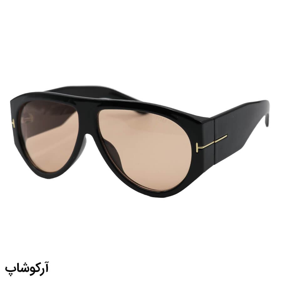 عینک دید در شب Tom Ford با فریم رنگ مشکی، شکل خلبانی، دسته پهن و لنز نارنجی رنگ مدل W68228 — تصویر ۴