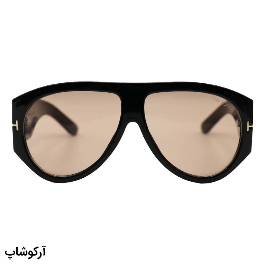 عینک دید در شب Tom Ford با فریم رنگ مشکی، شکل خلبانی، دسته پهن و لنز نارنجی رنگ مدل W68228 — تصویر ۳