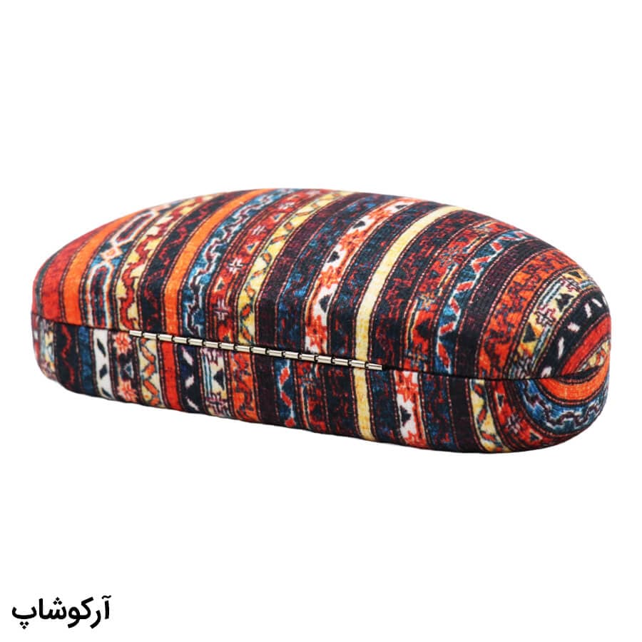 قاب عینک طرح هارد کیس، از جنس مخملی، بیضی شکل، چند رنگ و درب لولا فنری مدل 992873 — تصویر ۳