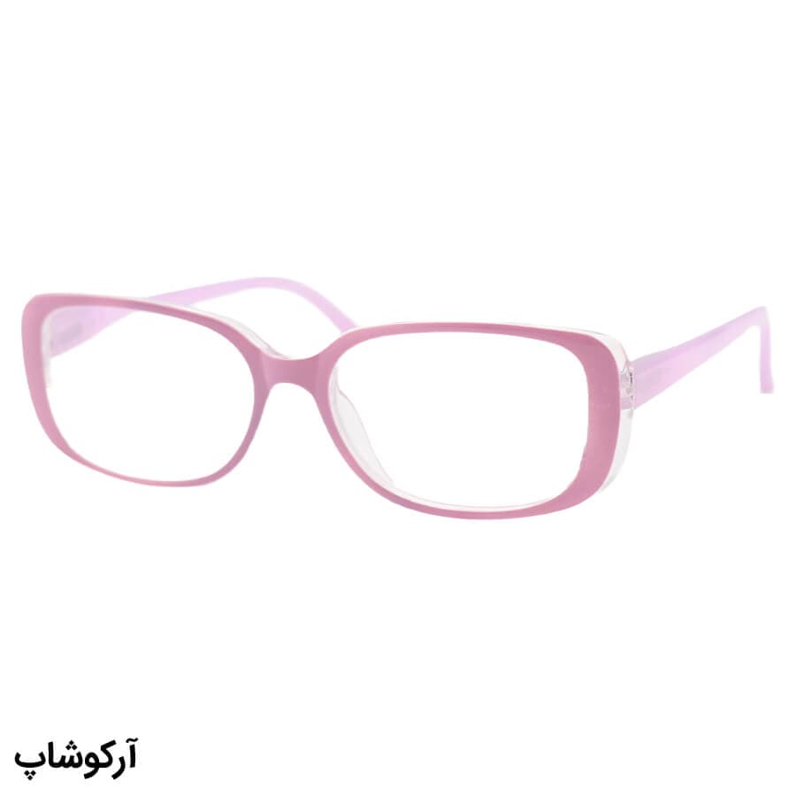 عینک مطالعه نزدیک بین نمره +3.00 با فریم رنگ بنفش و دسته فنر(بهمراه قاب و دستمال) مدل D7013