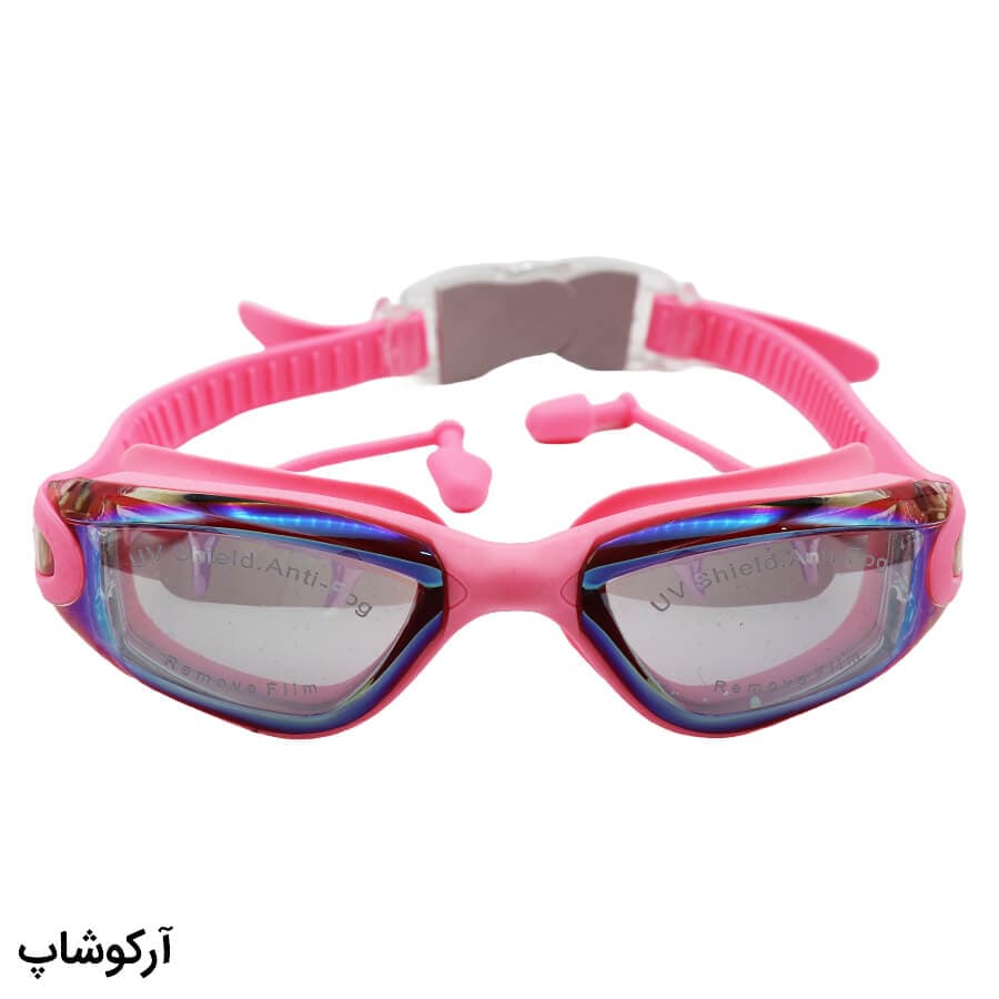 عینک شنا حرفه ای Speedo صورتی رنگ، از جنس سیلیکونی به همراه گوش گیر مدل 39A
