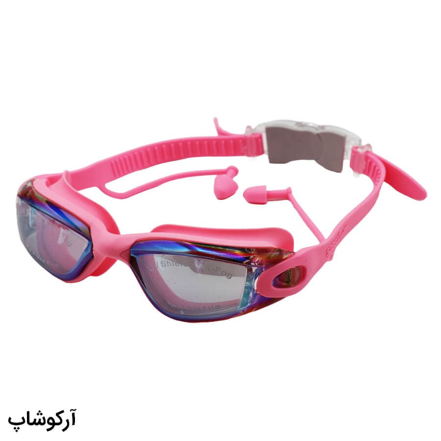 عینک شنا حرفه ای Speedo صورتی رنگ، از جنس سیلیکونی به همراه گوش گیر مدل 39A — تصویر ۲