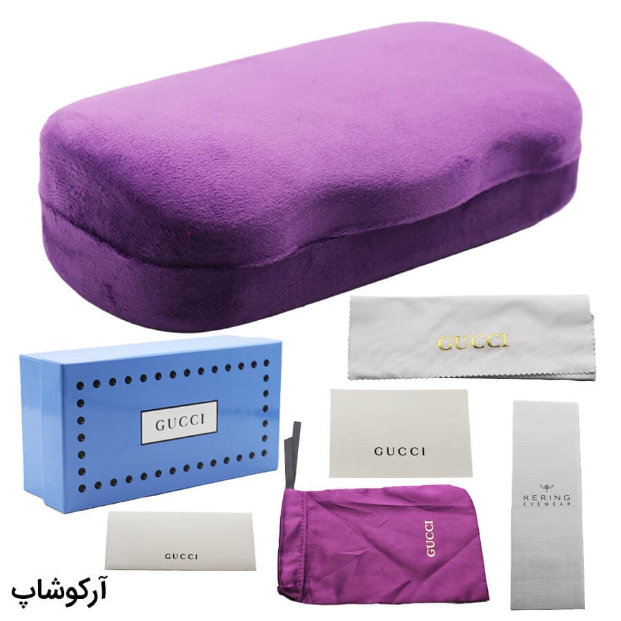 پک اورجینال عینک برند گوچی (Gucci) رنگ بنفش با تمام تجهیزات مدل 992848