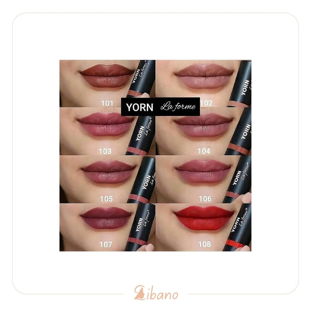 رژلب جامد مات 24 ساعته یورن YORN شماره 106 — تصویر ۳