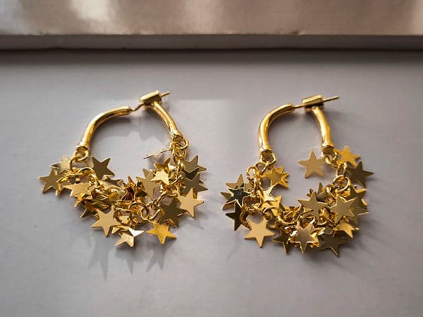 گوشواره ستاره منگوله ای طلایی کد 10558