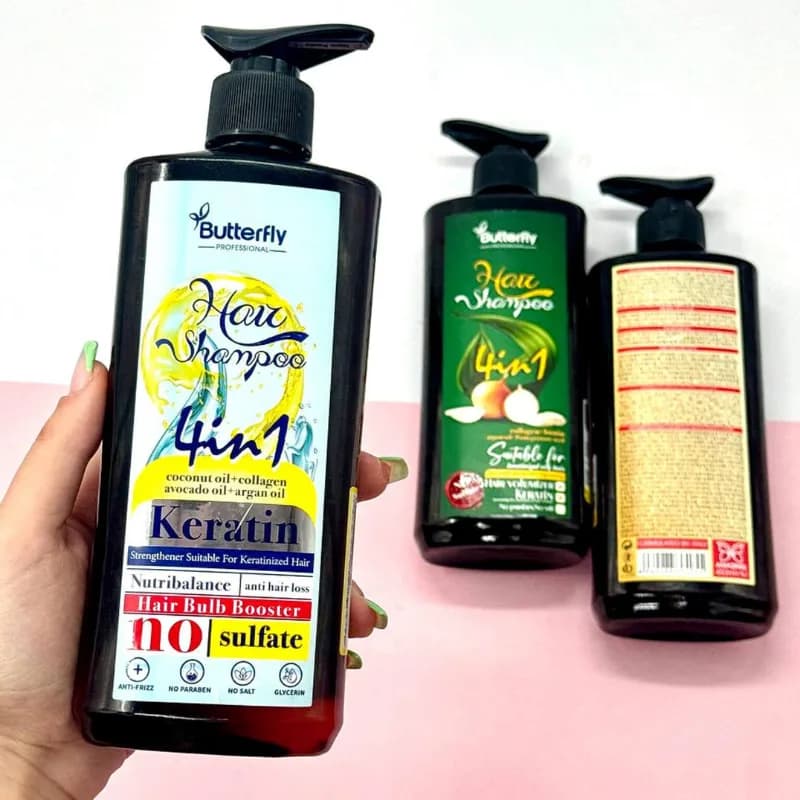 شامپو مو تقویت‌کننده موهای کراتین باترفلای 450 میل کد 551 — تصویر ۲