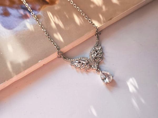 گردنبند بال فرشته و آویز اشکی کد 10457 — تصویر ۲