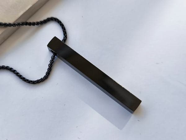 گردنبند مکعبی مشکی مردانه استیل کد 10411 — تصویر ۲