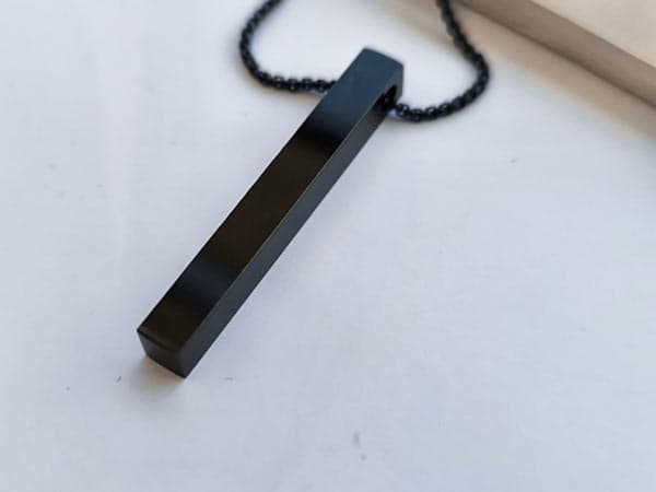 گردنبند مکعبی مشکی مردانه استیل کد 10411 — تصویر ۴