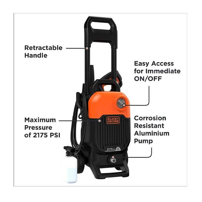 کارواش خانگی بلک اند دکر 150 بار 2000 وات مدل BEPW2000-B5 PSI 2100 — تصویر ۴