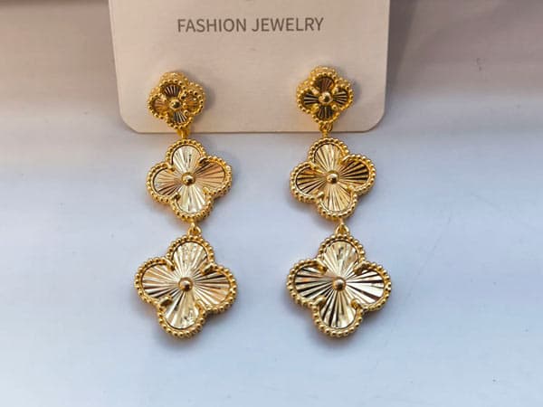 گوشواره ونکلیف طلایی آویز دار شیک