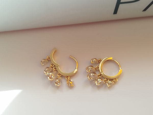 گوشواره ژوپینگ حلقه ای آویز نگینی — تصویر ۵
