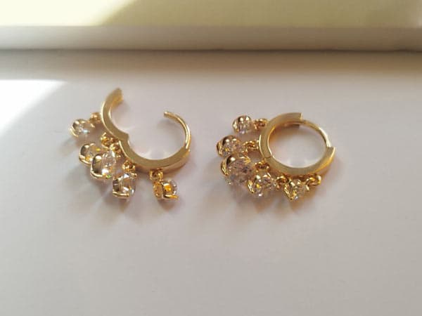 گوشواره ژوپینگ حلقه ای آویز نگینی — تصویر ۶