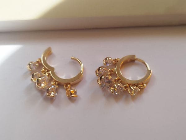گوشواره ژوپینگ حلقه ای آویز نگینی — تصویر ۴