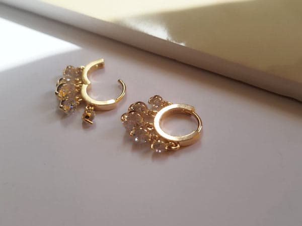 گوشواره ژوپینگ حلقه ای آویز نگینی — تصویر ۷