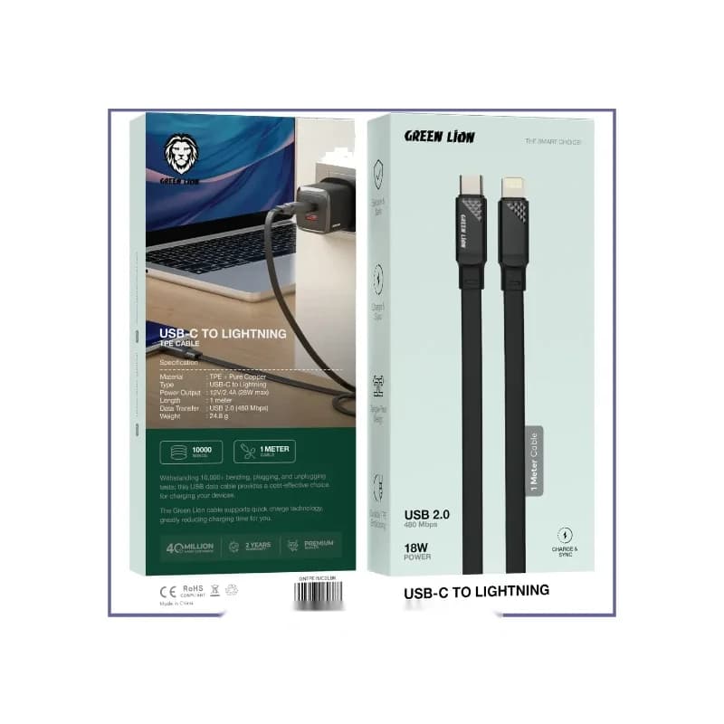 کابل تبدیل USB-C به لایتنینگ گرین لاین Green Lion GNTPE1MC2LBK — تصویر ۵