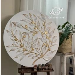تابلو نقاشی برجسته سفید طلایی — تصویر ۲