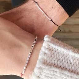 دستبند کد مورس نقره ایتالیایی اسم و حرف — تصویر ۲