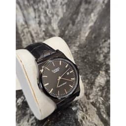 ساعت مچی مردانه کاسیو casio بند چرمی مشکی صفحه مشکی — تصویر ۲
