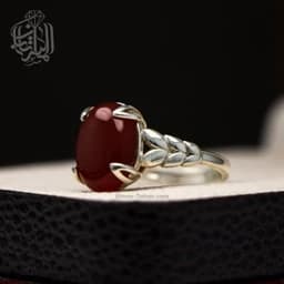 انگشتر نقره زنانه با عقیق سرخ کد585 — تصویر ۲