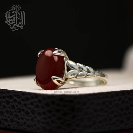 انگشتر نقره زنانه با عقیق سرخ کد585