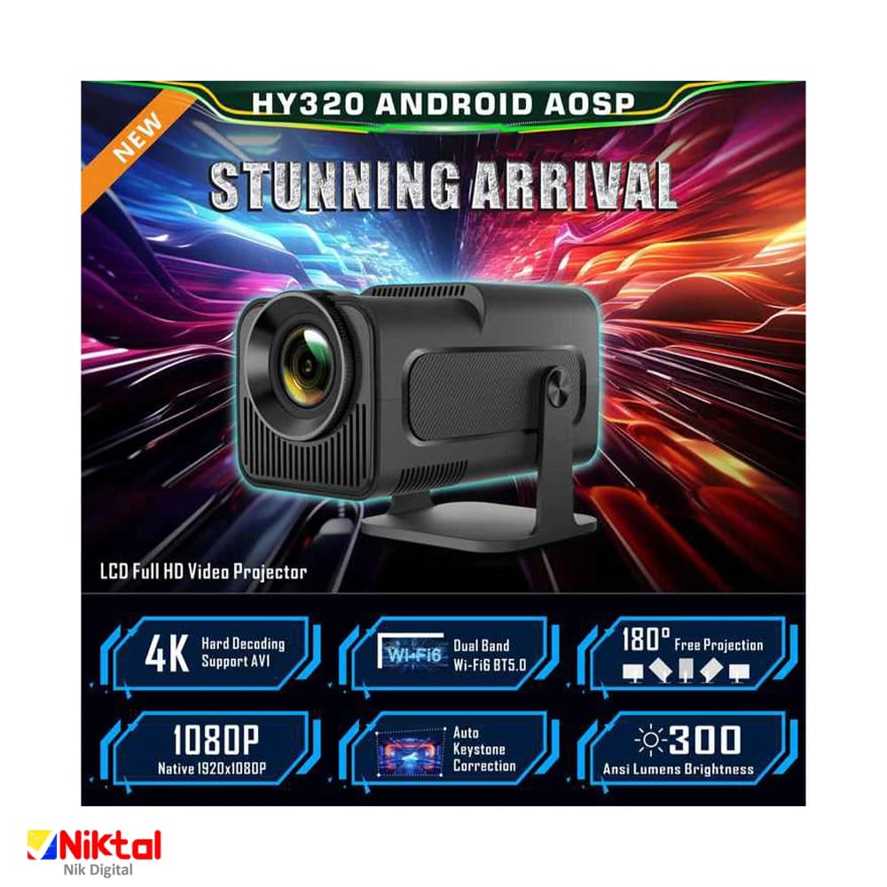 ویدئو پروژکتور هوشمند مدل HY320 | سیستم عامل اندروید با کیفیت تصویر Full HD — تصویر ۳