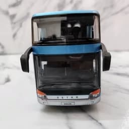 اسباب بازی ماشین فلزی اتوبوس دو طبقه High End Model درب بازشو موزیکال آبی — تصویر ۴